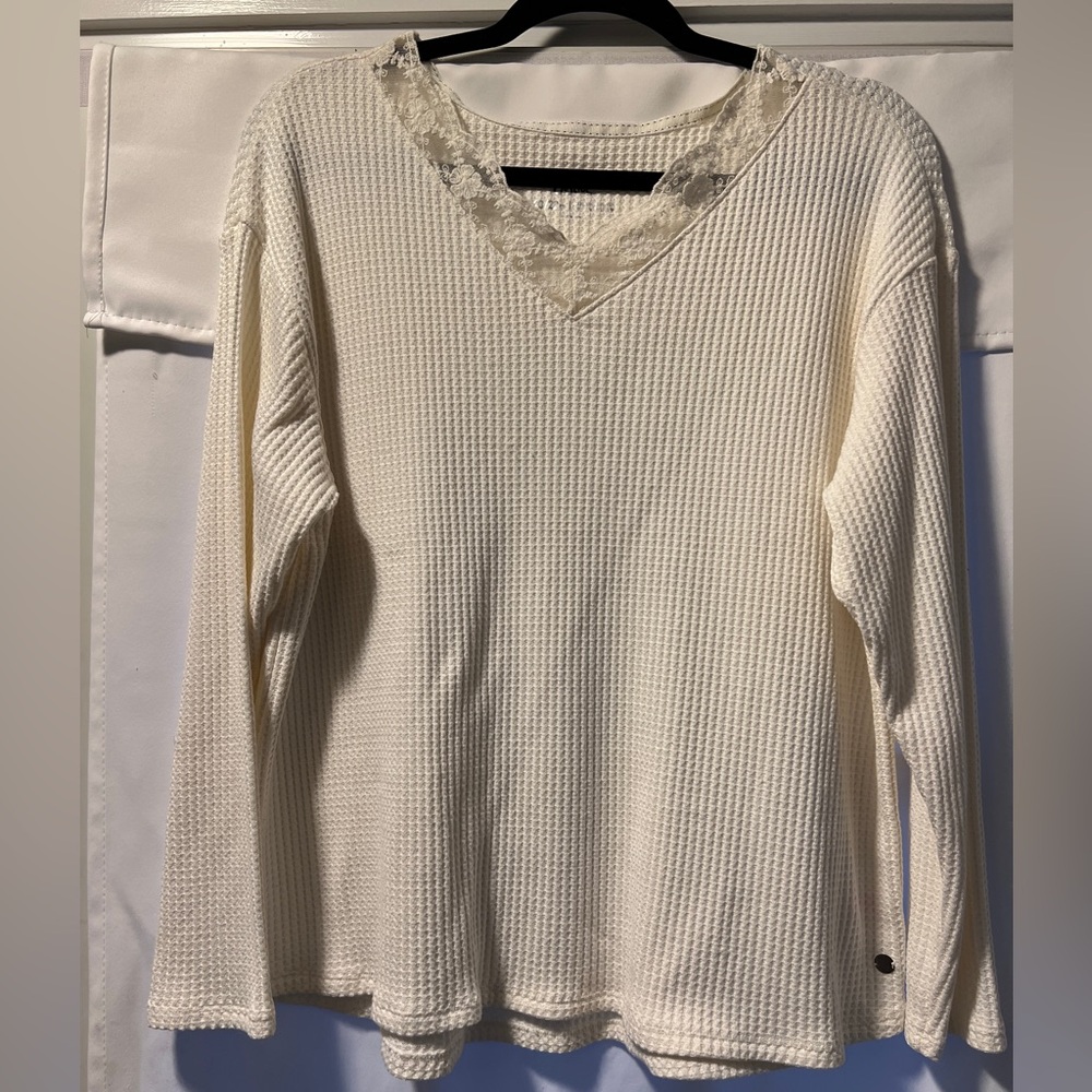Justice waffle knit long sleeve shirt size 20-22 - Picture 2 of 8